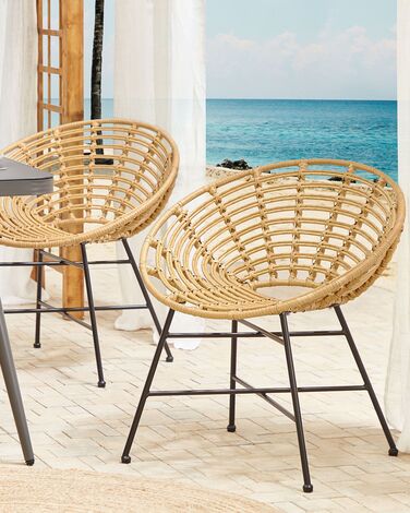 Set of 2 PE Rattan Accent Chairs Natural ACERRA