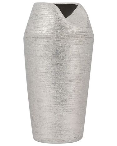 Dekorativní kameninová váza 33 cm stříbrná APAMEA