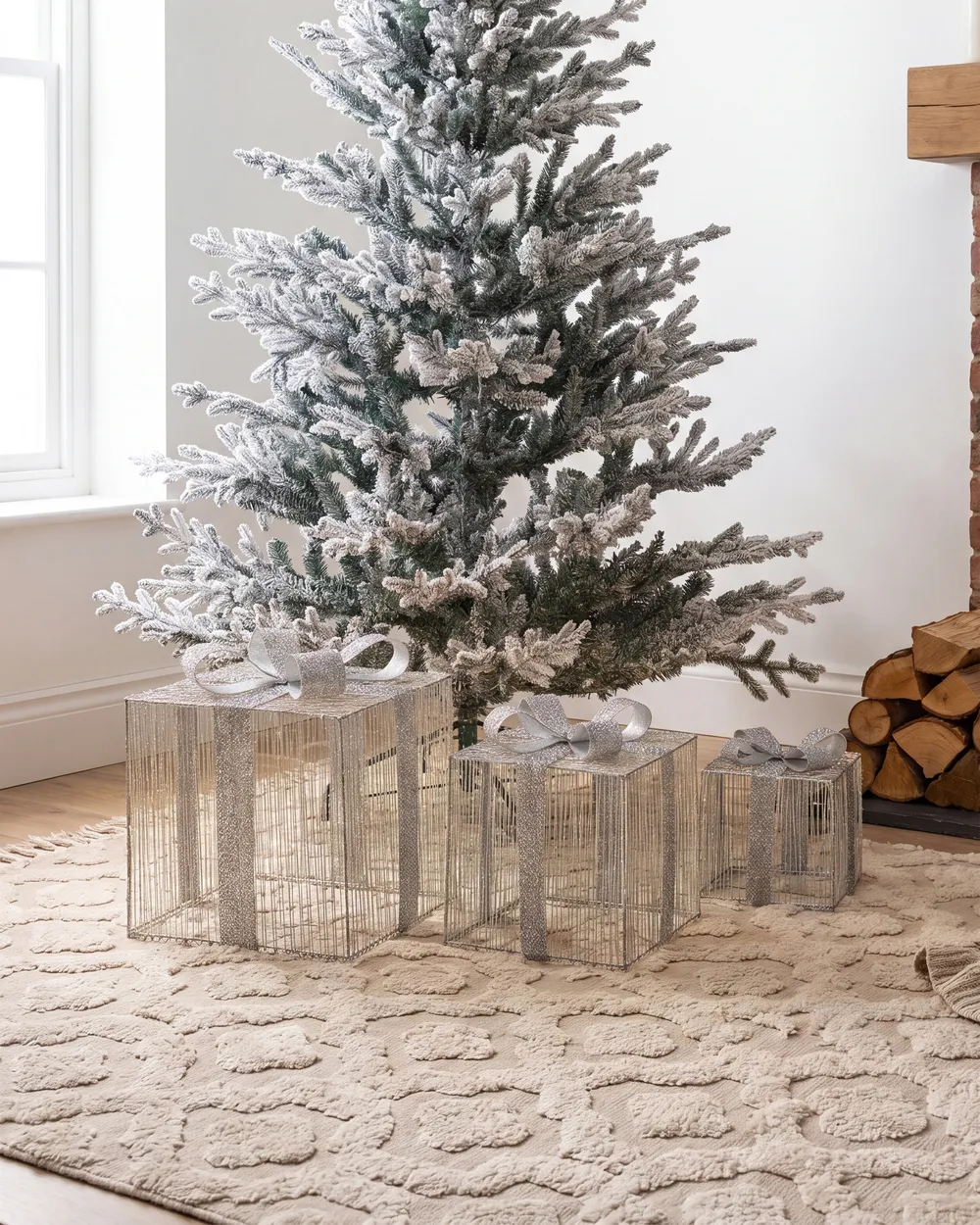 Decorazione per esterni LED ARNES 25/20/15 cm Regali di Natale Argento_1118462