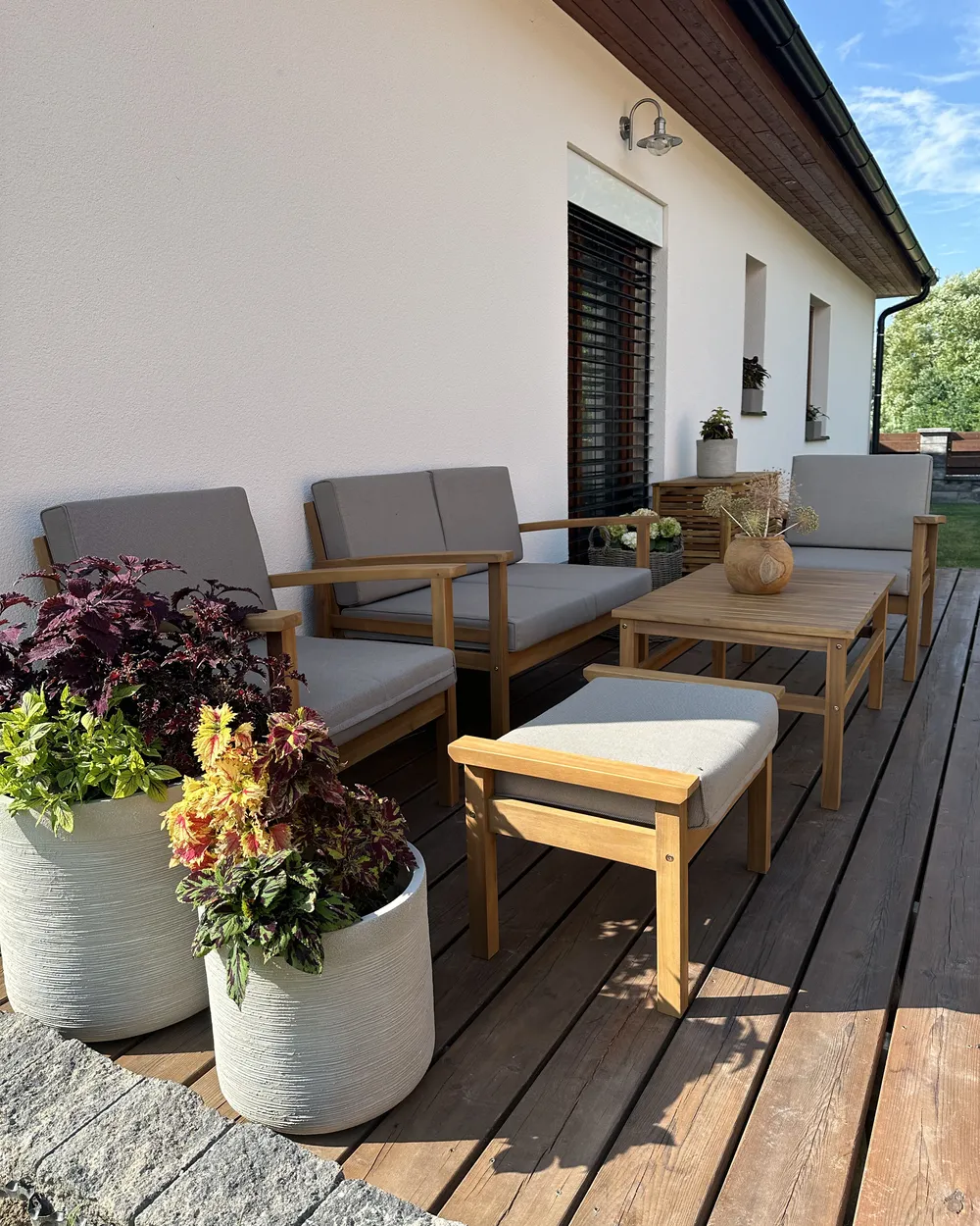 Garden Lounge Set with Table 4 Seater MANILA Certified Acacia Wood Light Brown_926168