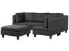 Right Hand 5 Seater Modular Fabric Corner Sofa with Ottoman Black FEVIK_833855