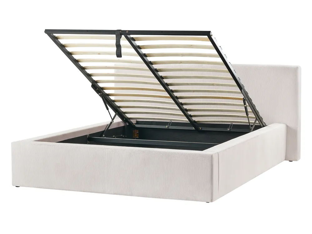 Ottoman Bed LILLEBONNE Corduroy Light Beige 140 x 200 cm (EU Double)_993993