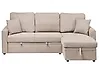 Corner Sofa Bed NASSJO with Storage Faux Linen Light Brown Left Hand