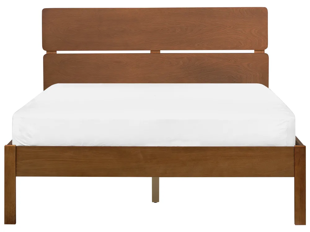 Bed with LED Wood BOISSET 140 x 200 cm (EU Double) Dark Brown_899801