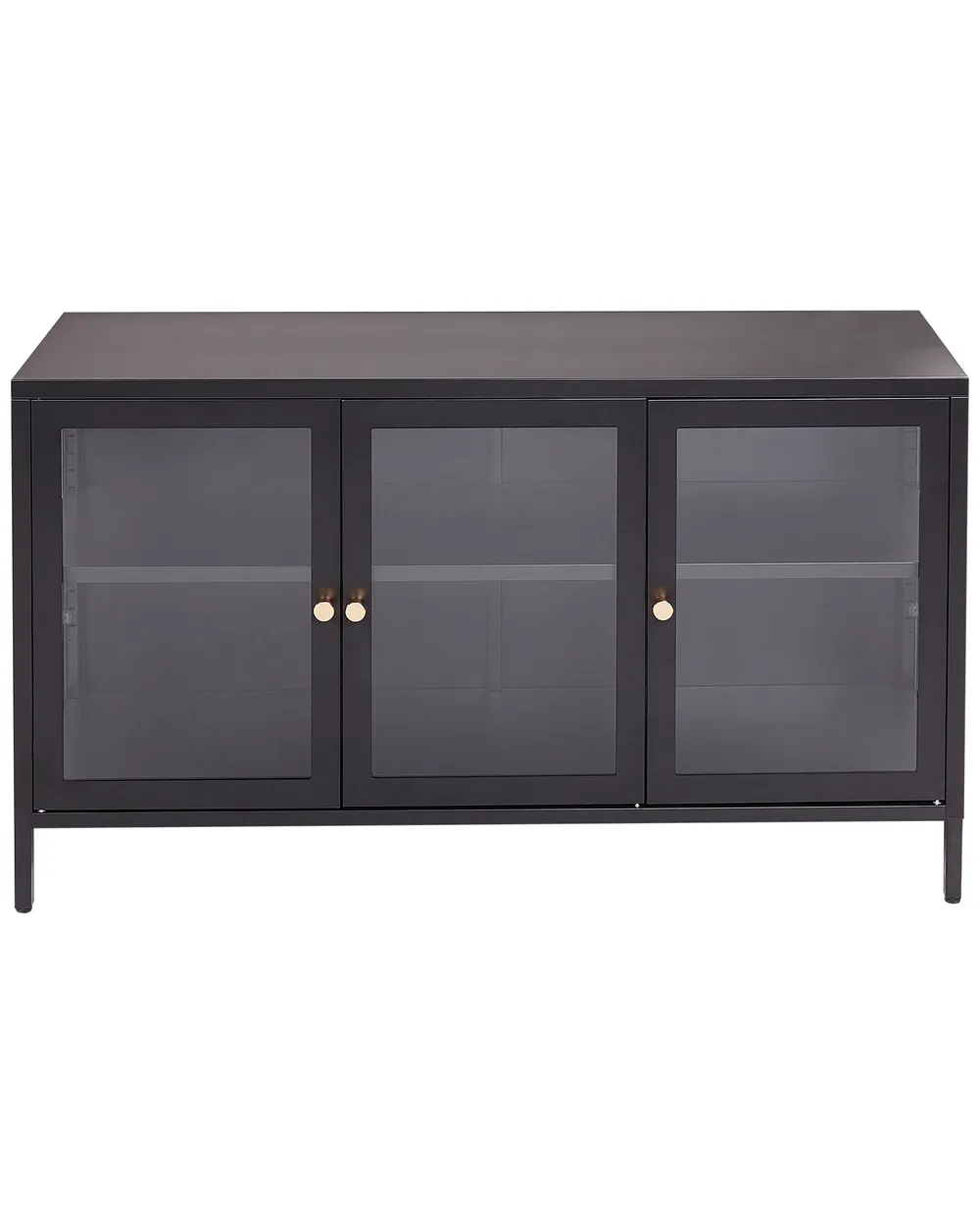 Glass Display Sideboard NEWPORT 115 cm Metal Black_900493