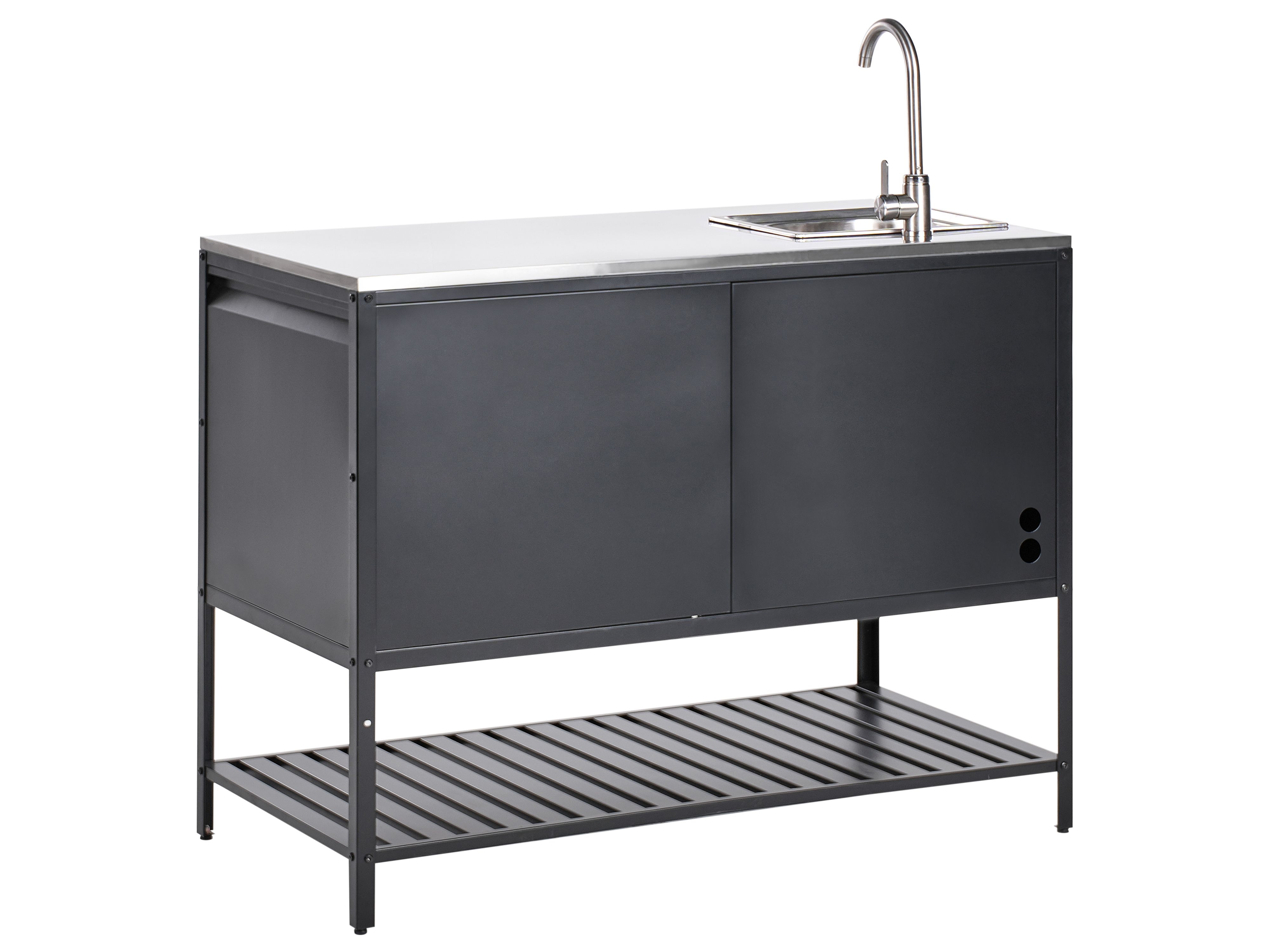 2 Piece Outdoor Kitchen Set with Sink MAENZA Metal Black | Beliani.co.uk