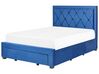 Sametová postel s úložným prostorem 140 x 200 cm modrá LIEVIN_857973