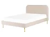 Bed Velvet FLAYAT 160 x 200 cm (EU King Size) Light Beige
