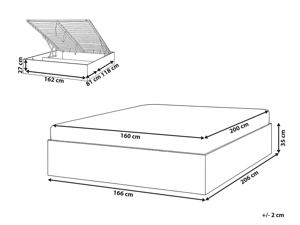 Ottoman Bed without Headboard ETEL Light Brown 160 x 200 cm (EU King Size)_1047575