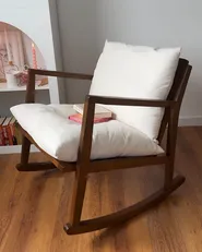 Poltrona a dondolo KJEVIK Legno Marrone/Beige chiaro_1084611