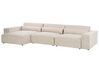 Canapé d'angle à droite modulable 3 places en velours beige HELLNAR_911091