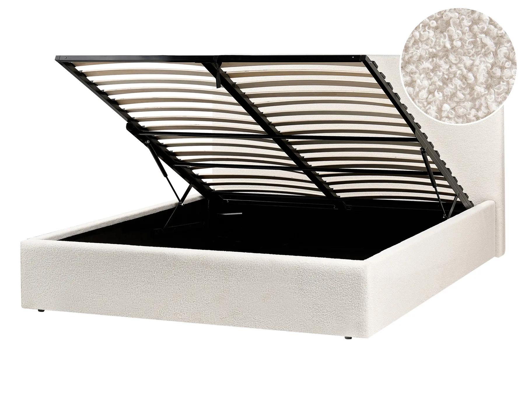Ottoman Bed BRENON Boucle Off-White 140 x 200 cm (EU Double)_1055928