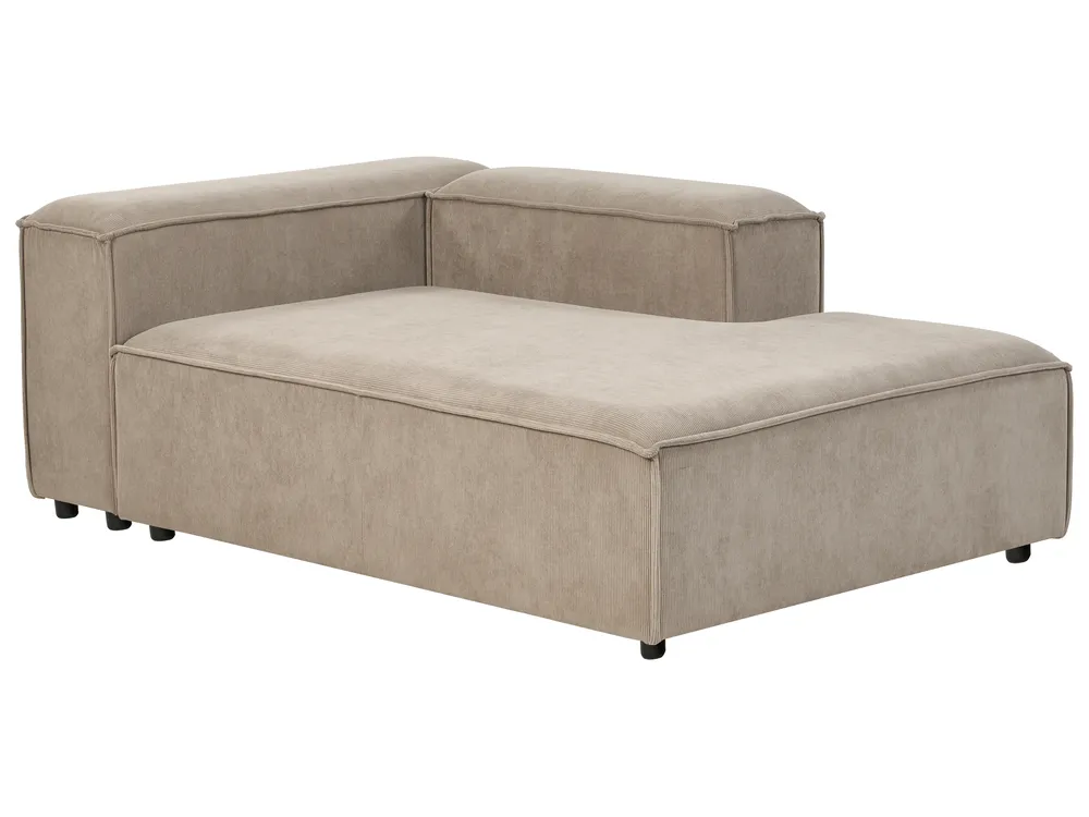 Left-Hand Chaise Longue ARDAL Corduroy Light Brown_940640