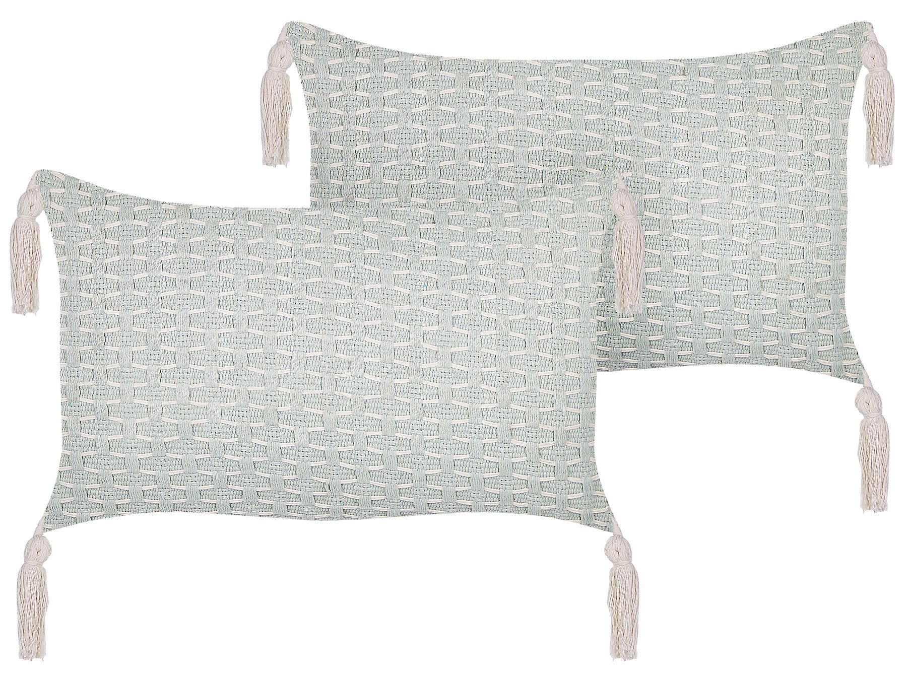 2 poduszki dekoracyjne geometryczny wzór z frędzlami 25 x 45 cm miętowe HAKONE_856416