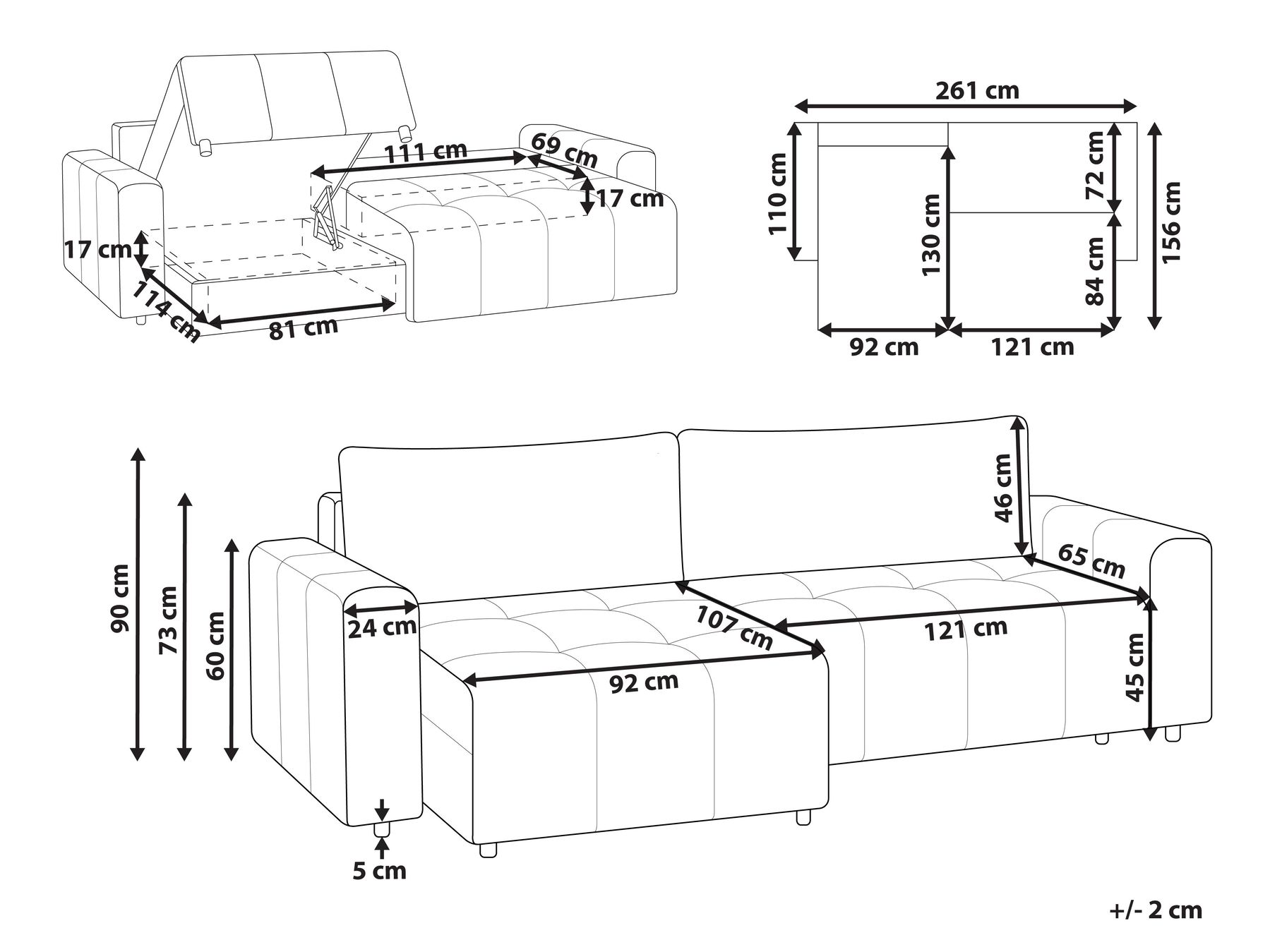 Right Hand 3 Seater Fabric Corner Sofa Bed with Storage Light Beige INNVIK_963345 Right Hand 3 Seater Fabric Corner Sofa Bed with Storage Light Beige INNVIK_963345