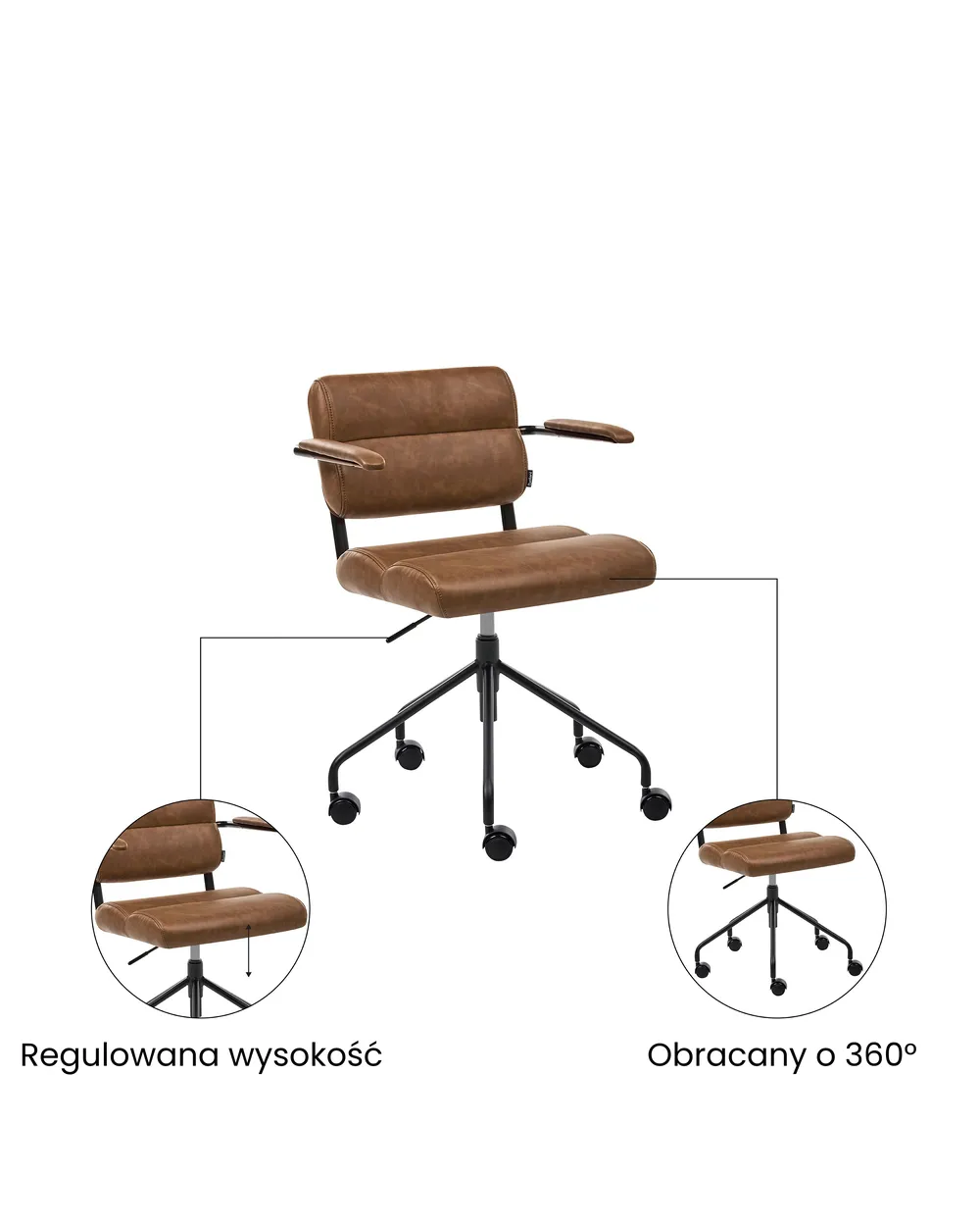 Krzesło obrotowe CANDOR Ekoskóra Ciemnobrązowy_1059406