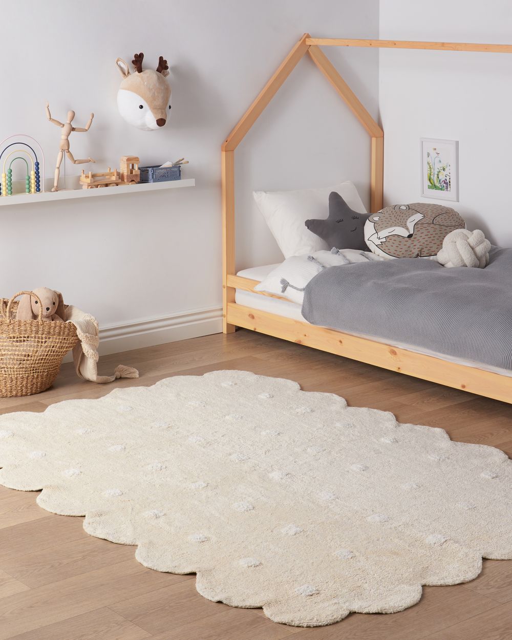 Kids Rug SAREKI Beige 140 x 200 cm Cotton