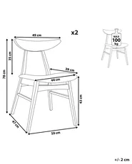 Set of 2 Dining Chairs LYNN Wood Light Brown/ Grey_858587