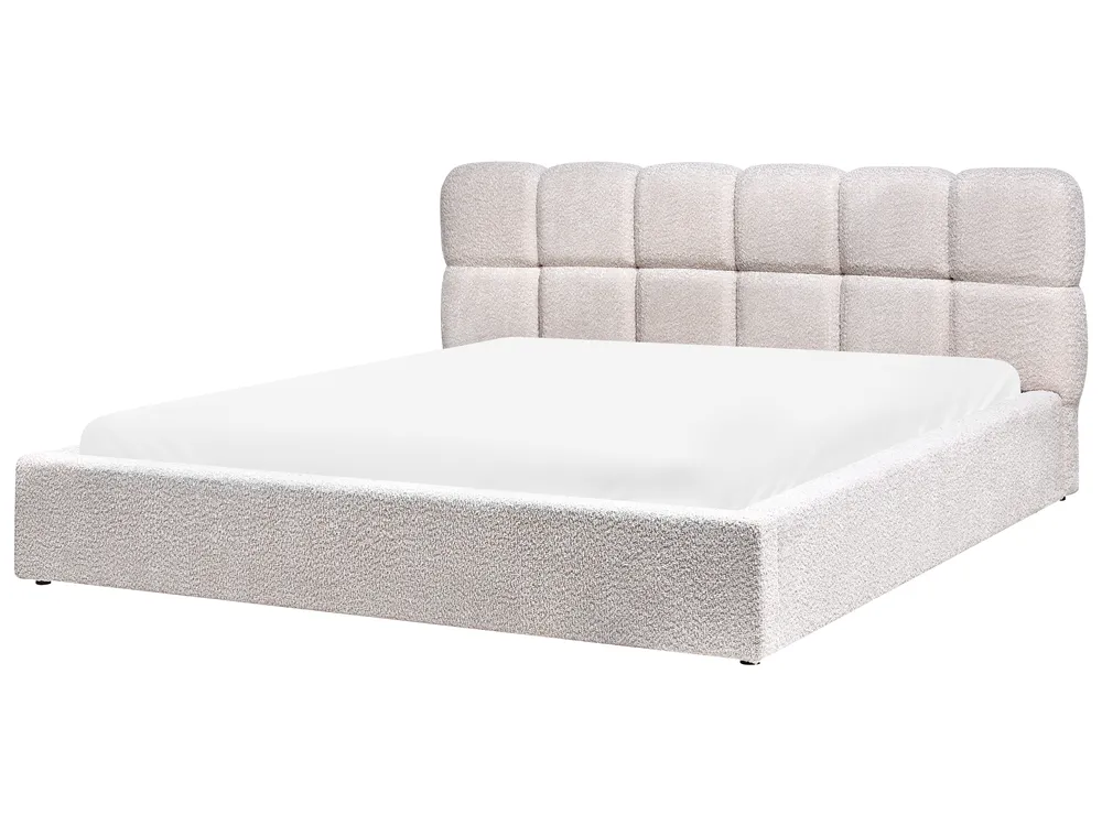 Bett mit Stauraum BASTON Bouclé Hellbeige 180 x 200 cm_997017