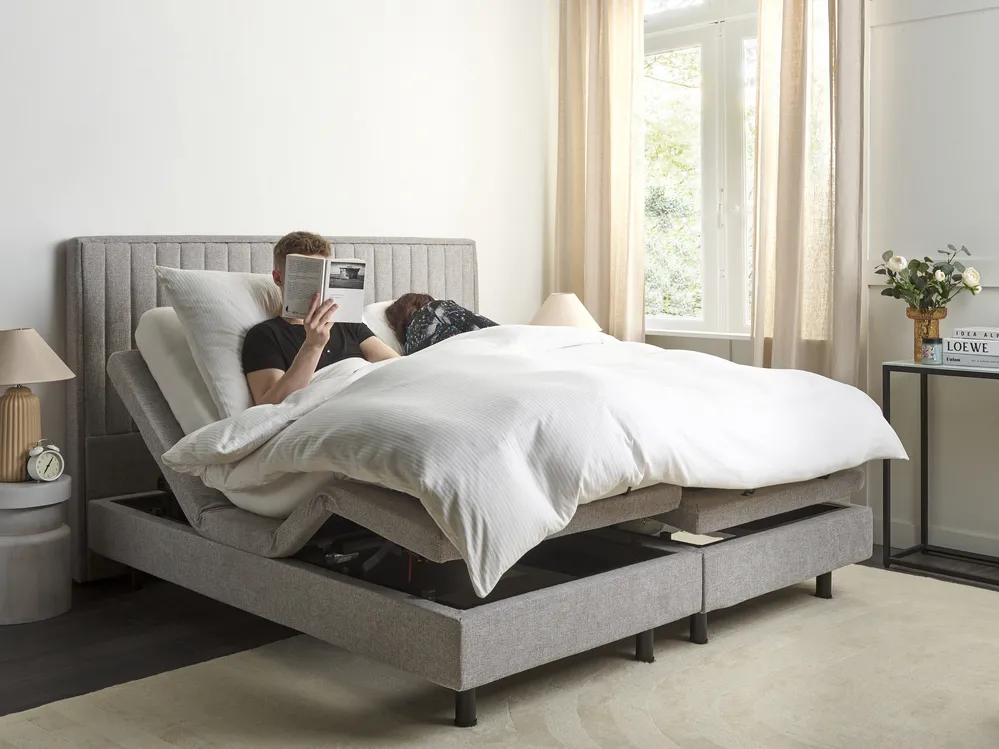 Adjustable Bed Fabric DUKE II 160 x 200 cm (EU King Size) Light Grey_910600