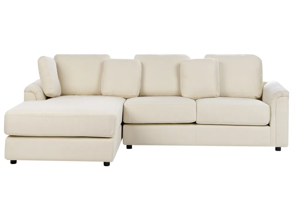 Corner Sofa 4 Seater KOHLO with Ottoman Fabric Light Beige Right Hand_945042