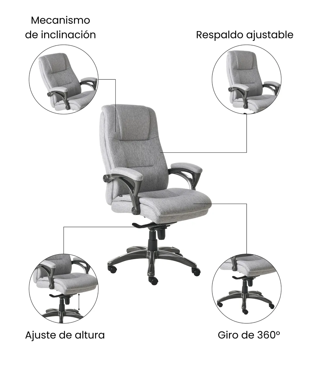 Silla ejecutiva MAGNUS Lino Gris_1071104