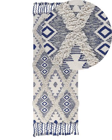 Bavlnený koberec 80 x 200 cm béžová/modrá MANAVGAT