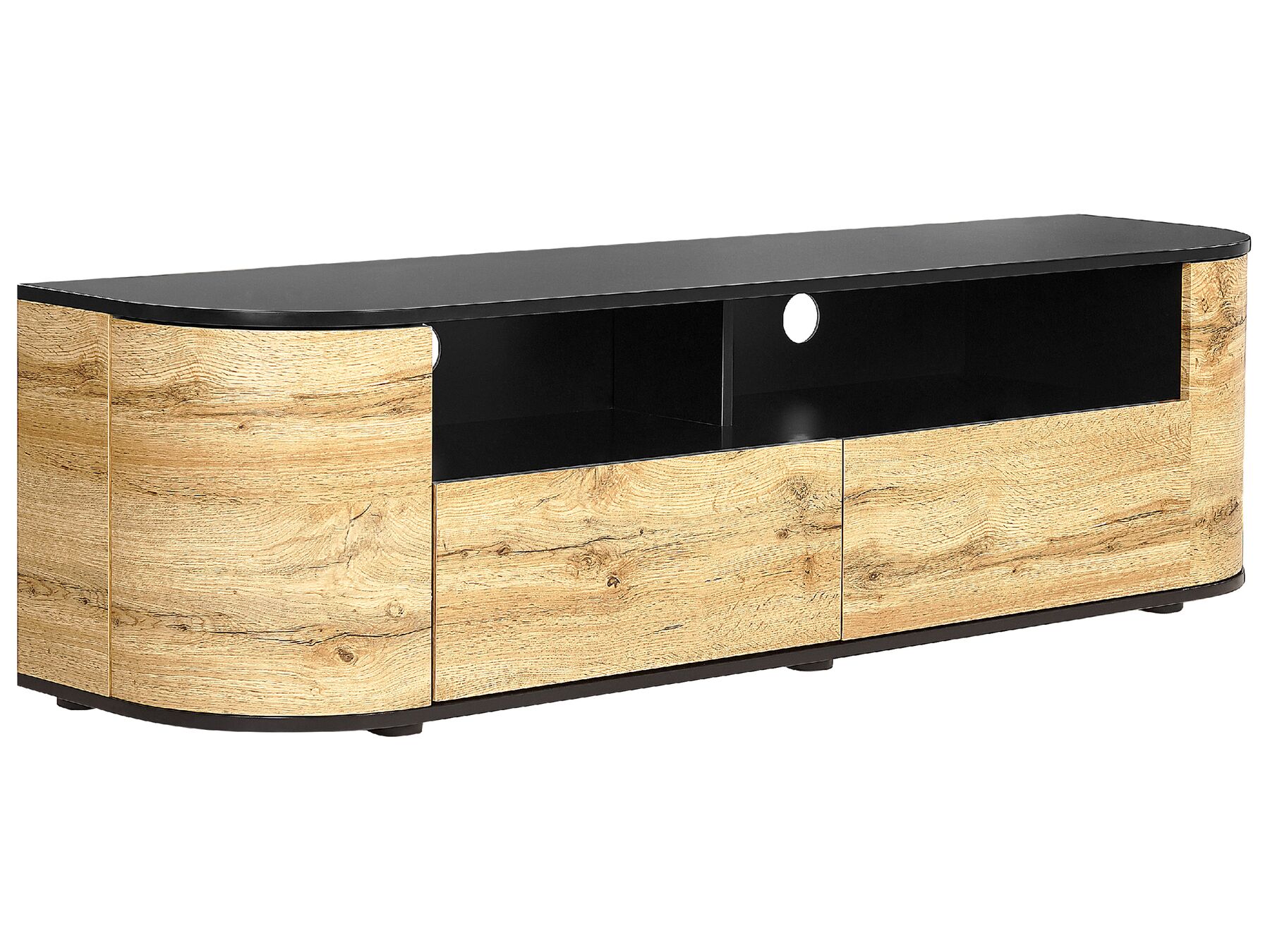Televizní stolek světlé dřevo/ černý JEROME_843702