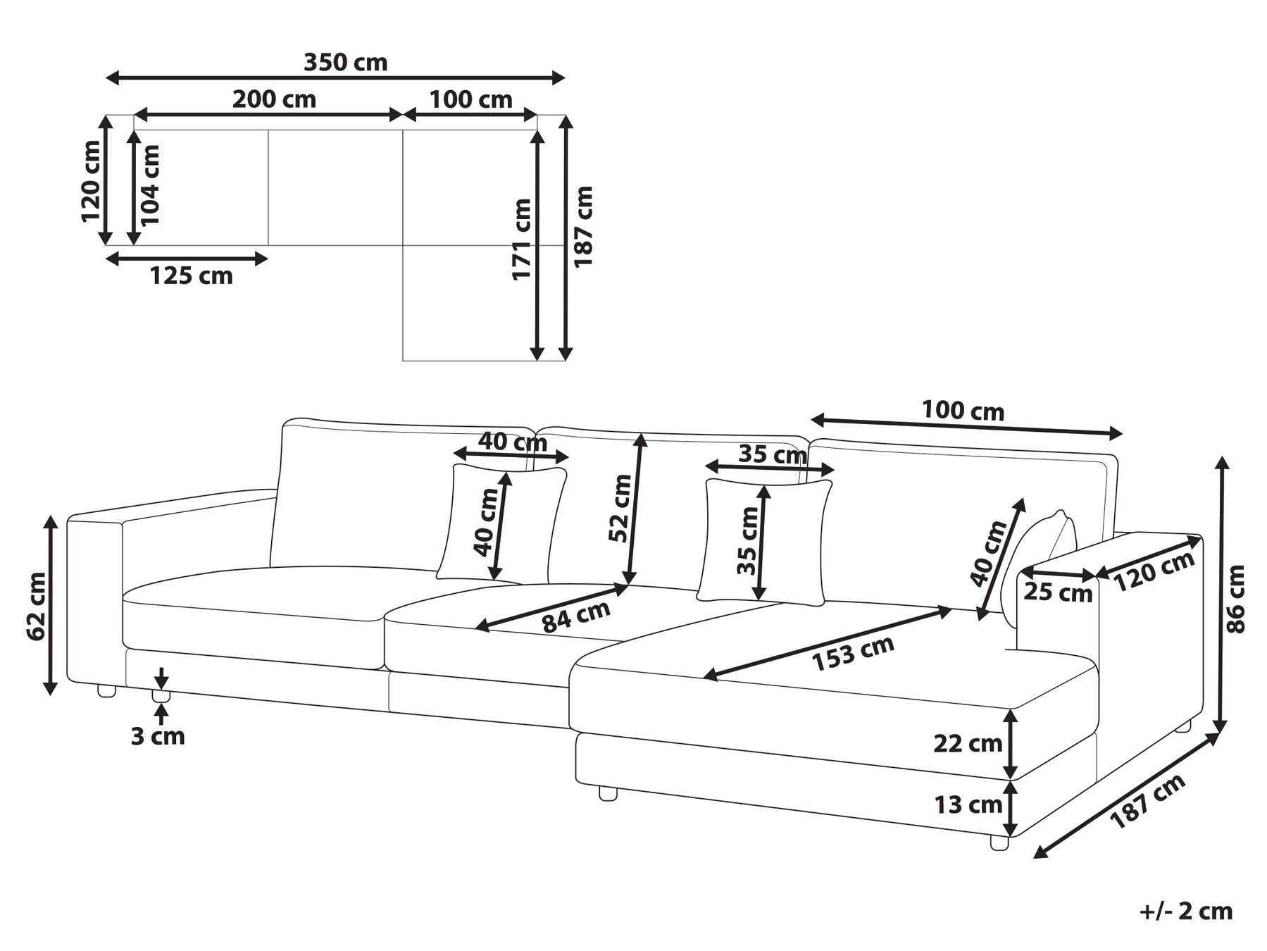 Left Hand 4 Seater Jumbo Cord Corner Sofa Light Brown LOFOTEN_956801