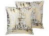 Prydnadskudde set om 2 45 x 45 cm sammet guld GARDENIA_770368