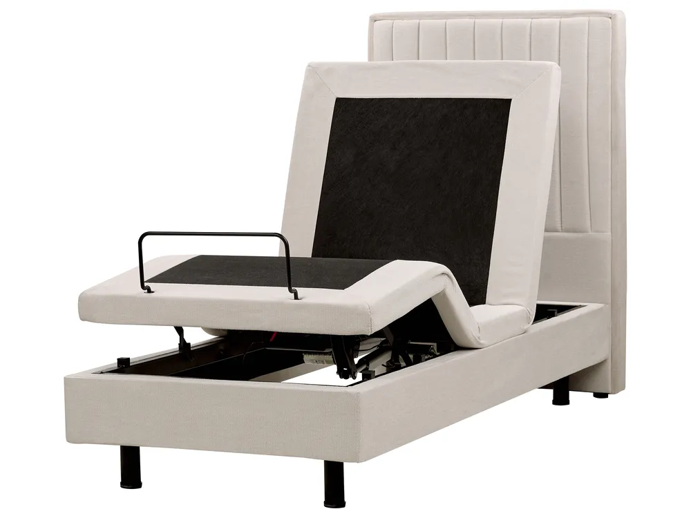 Bett verstellbar Stoff DUKE II 80 x 200 cm Hellbeige_910505