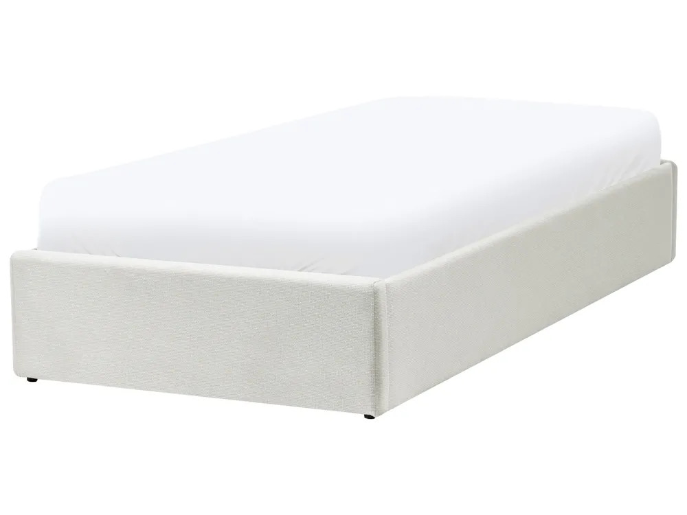 Ottoman Bed without Headboard DINAN Fabric Light Beige 90 x 200 cm (EU Single)_903614