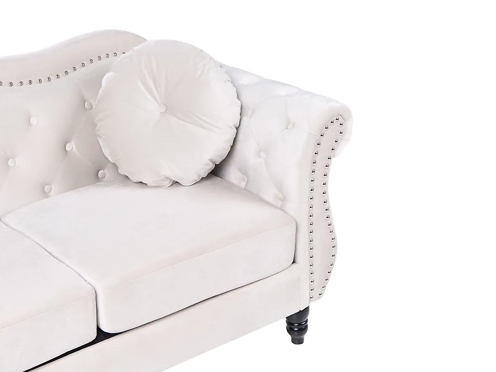 Sofa dla 3 osób SKIEN Welur Jasnobeżowy_1170457