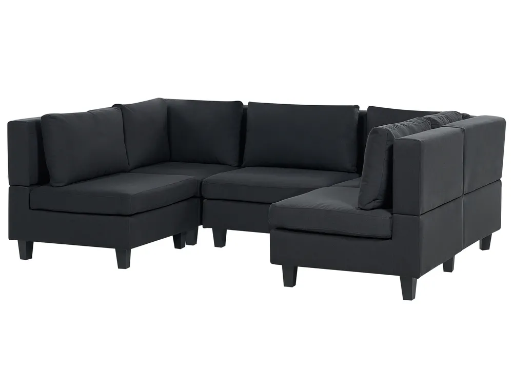 Modular U-Shape Sofa 5 Seater UNSTAD Fabric Black_893506