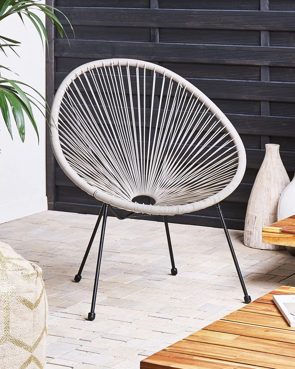 Sedia In Rattan VIVI Intrecciata A Mano - Telaio Metallico, Altezza Seduta 44 Cm, Colore Naturale - 2