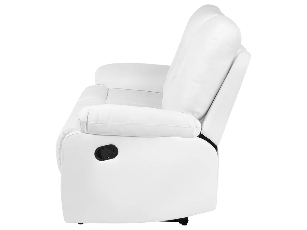 Canapea cu recliner manual cu 3 locuri BERGEN Piele ecologică Alb_681560