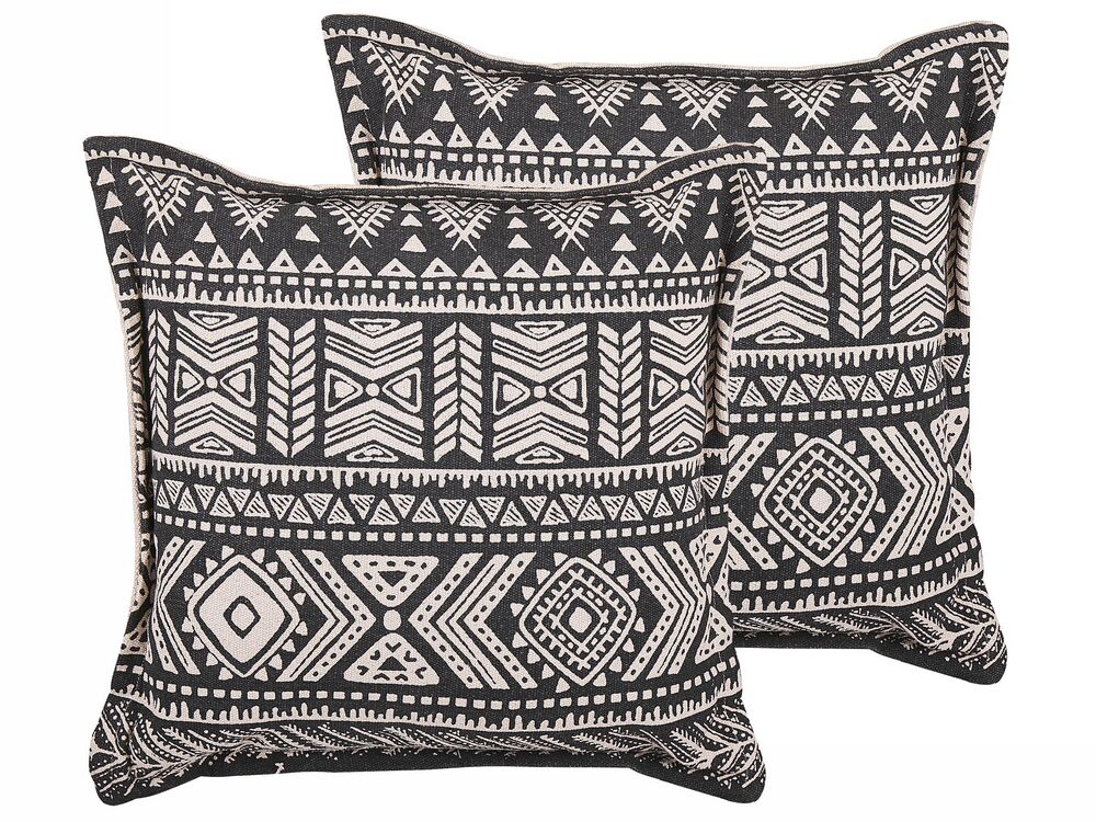 Dekokissen 2er Set SIRVAN 45 x 45 cm Baumwolle Schwarz Geometrisches Muster