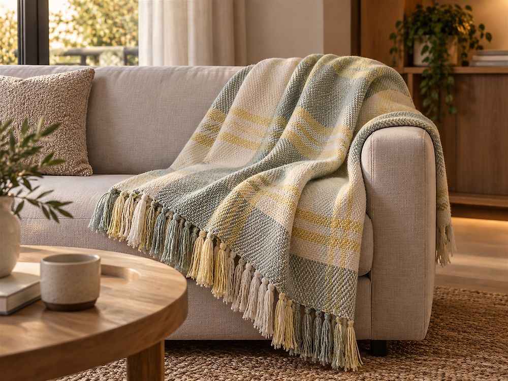 Blanket BETALI Cotton 125 x 150 cm Yellow