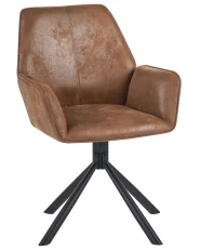 Set of 2 Dining Chairs Swivel WARNER Faux Suede Light Brown_1078369
