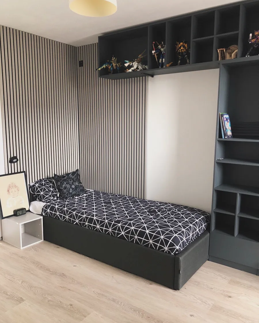 Ottoman Bed without Headboard DINAN Fabric Dark Grey 90 x 200 cm (EU Single)_933042