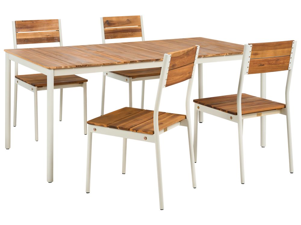 Garden Dining Set 4 Seater GIOVINAZZO Acacia Wood Brown