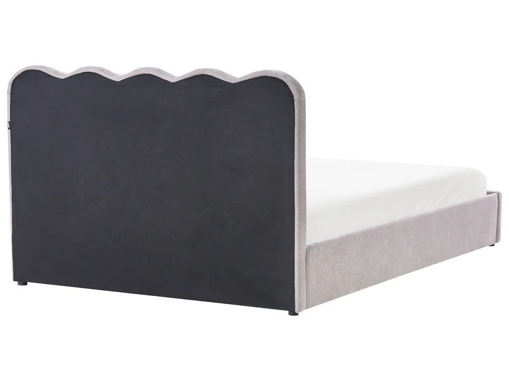 Bett mit Stauraum NANTERRE Chenillegewebe Taupe 160 x 200 cm_1019585