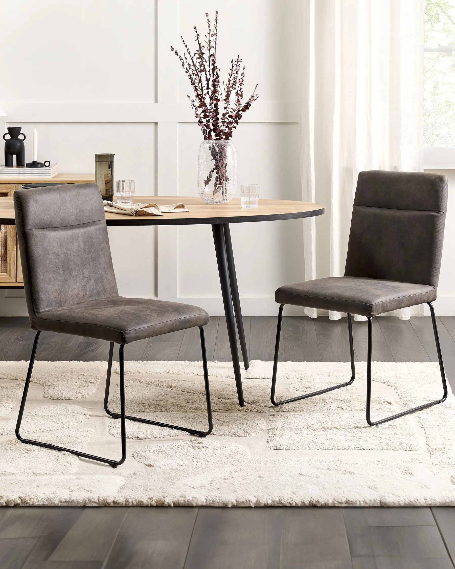 Set di 2 sedie da pranzo NEVADA Tessuto Grigio scuro_694514