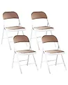 Set of 4 Folding Chairs SPARKS Beige/ White