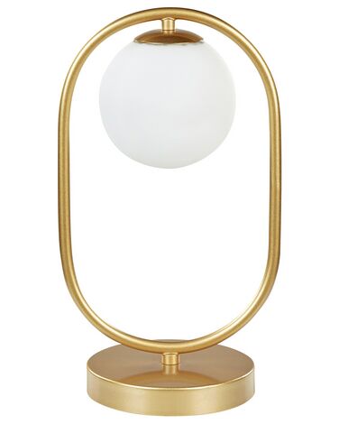 Tischlampe Metall / Glas gold / weiß rund 35 cm Glaskugel YANKEE