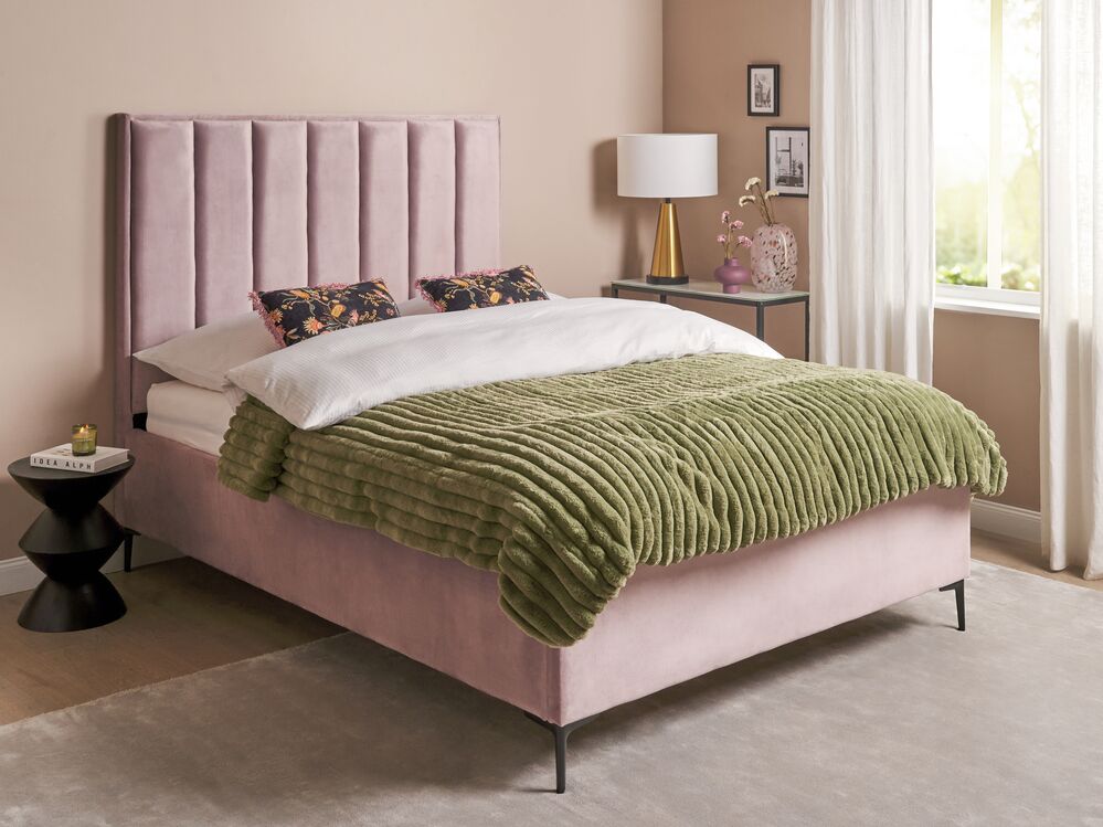 Velvet EU King Size Ottoman Bed Pink SEZANNE Beliani