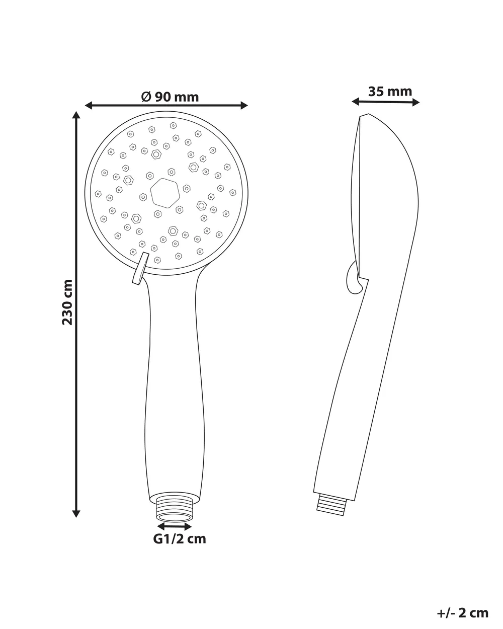 Shower Head and Hose Kit MACAY 3-function Gold_988314