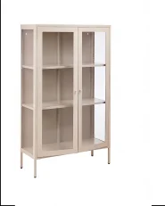 Witryna ze szklaną gablotą NASH 90 cm Metal Beżowy_1123493