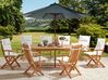 8 Seater Acacia Wood Garden Dining Set with Parasol and Off-White Cushions MAUI II_926935