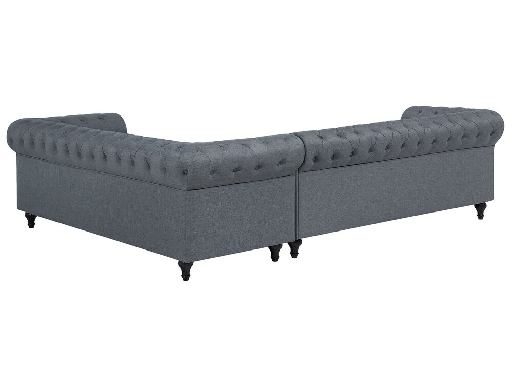 Left Hand Fabric Corner Sofa Grey CHESTERFIELD Beliani